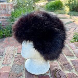 Fluffy Long Hair Fox Fur Deep Hat Covers Ears Extra Small 20” Petite or Teen